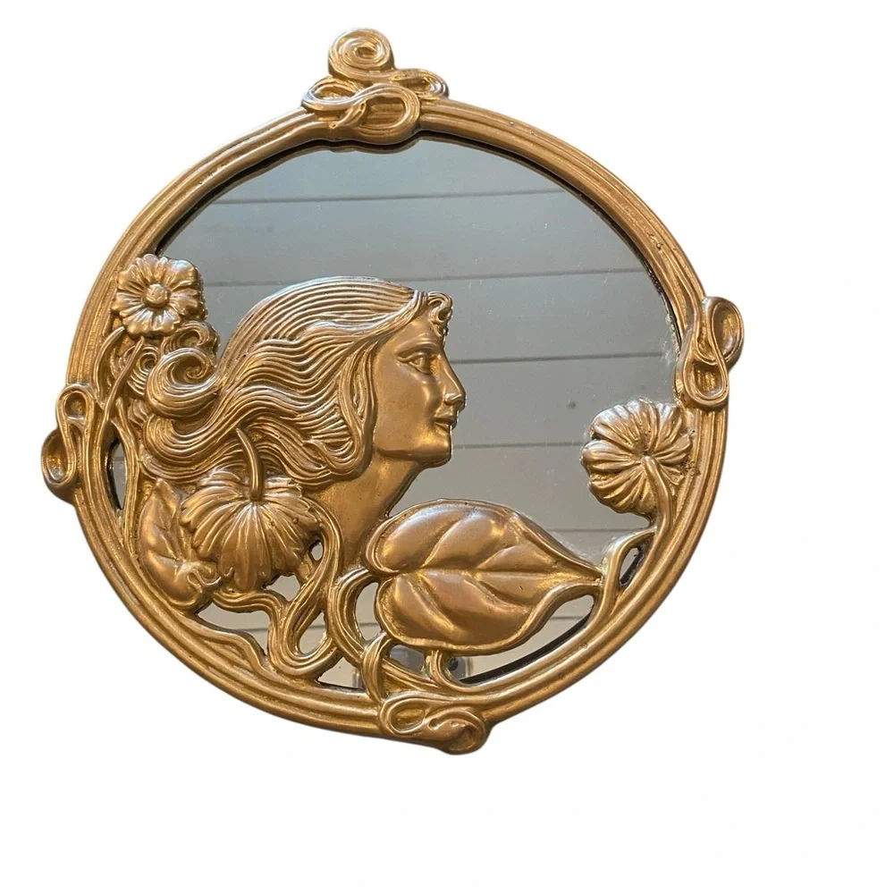 Antique / Vintage French Art Nouveau/Art Deco Lady Maiden Mirror 20s -30s